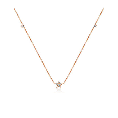 18k Gold Triple Star Shape Diamond Necklace / Choker - Genevieve Collection