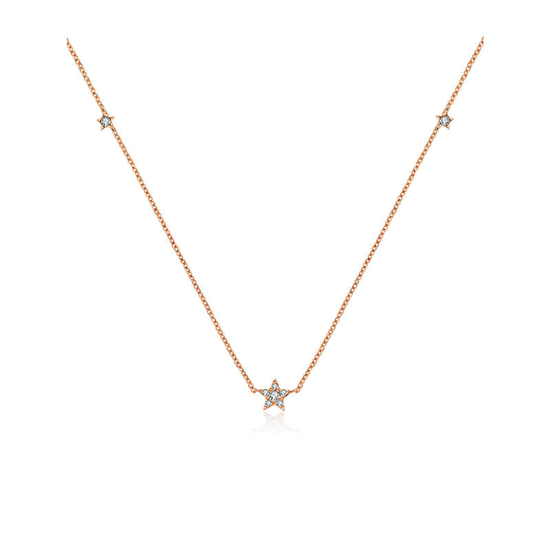 18k Gold Triple Star Shape Diamond Necklace / Choker - Genevieve Collection