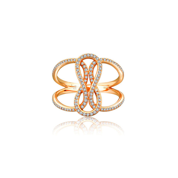 18k Gold Curved Loop Diamond Ring - Genevieve Collection