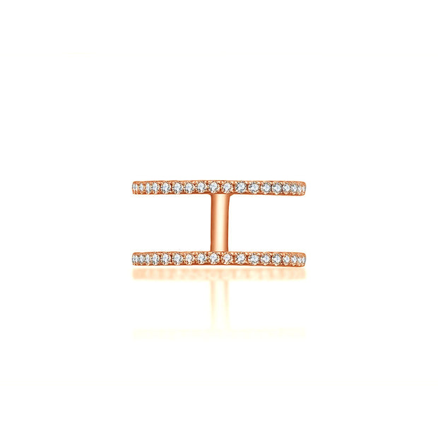 18k Gold Double Line Diamond Ring - Genevieve Collection