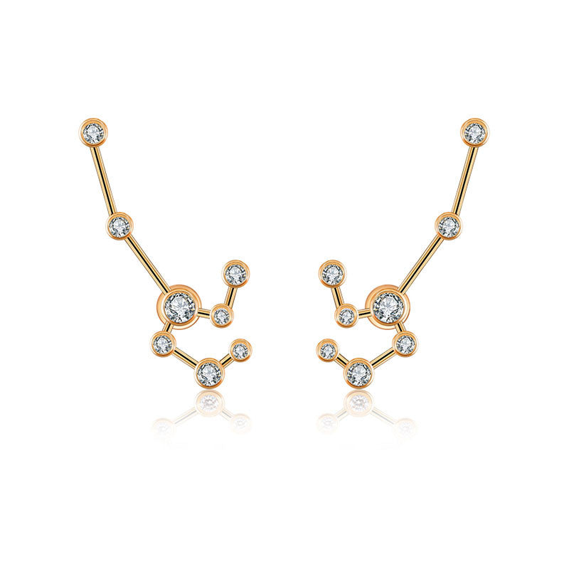 Leo Zodiac Constellation Earring 18k Gold & Diamond - Genevieve Collection