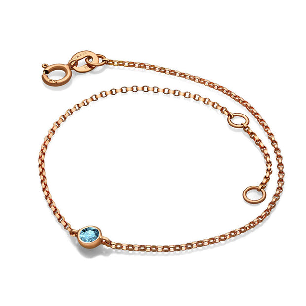 9ct Yellow Gold Chain Bracelet with Spectacle-Set Aquamarine