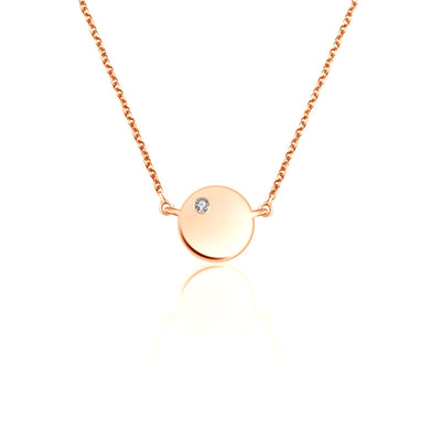 18k Gold Round Pendant Diamond Necklace - Genevieve Collection