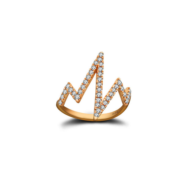 18k Gold Heartbeat Diamond Ring - Genevieve Collection