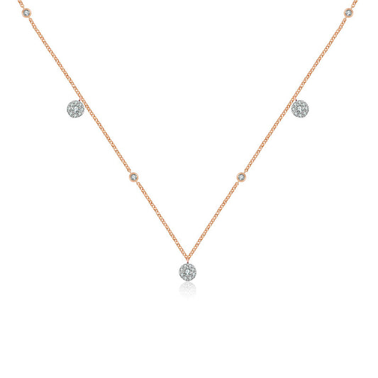 18k Gold Round Shape Diamond Necklace / Choker - Genevieve Collection