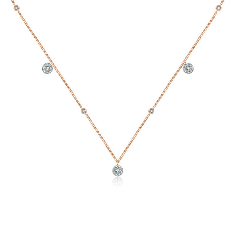 18k Gold Round Shape Diamond Necklace / Choker - Genevieve Collection