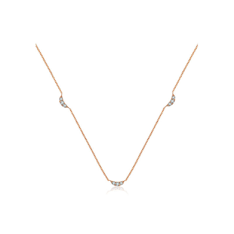 18k Gold Moon Shape Diamond Necklace / Choker - Genevieve Collection