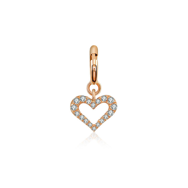 18k Gold Hollow Heart Shape Diamond Charms - Genevieve Collection