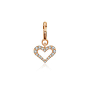18k Gold Hollow Heart Shape Diamond Charms - Genevieve Collection