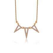 18k Gold Triple Hollow Triangle Diamond Necklace - Genevieve Collection