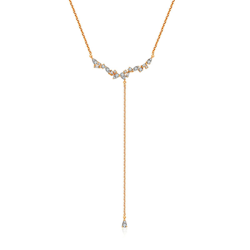 18k Gold irregular Shape Dangling Diamond Necklace - Genevieve Collection