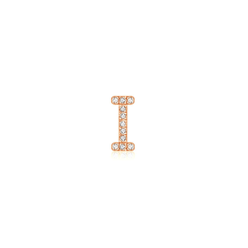 18k Gold Initial Letter "I" Diamond Pendant - Genevieve Collection