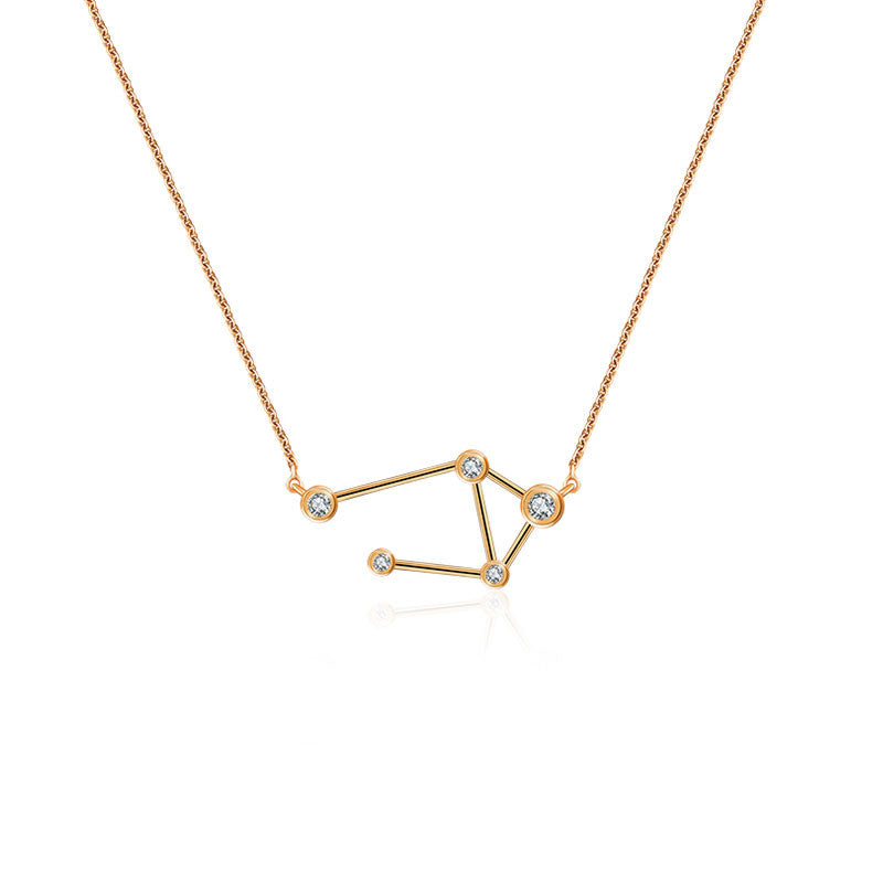 Libra Zodiac Constellation Necklace 18k Gold & Diamond - Genevieve Collection