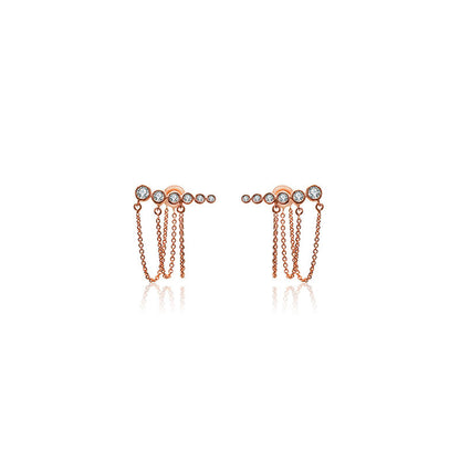 18k Gold Triple Chain Diamond Earring - Genevieve Collection