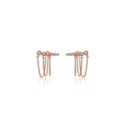 18k Gold Triple Chain Diamond Earring - Genevieve Collection