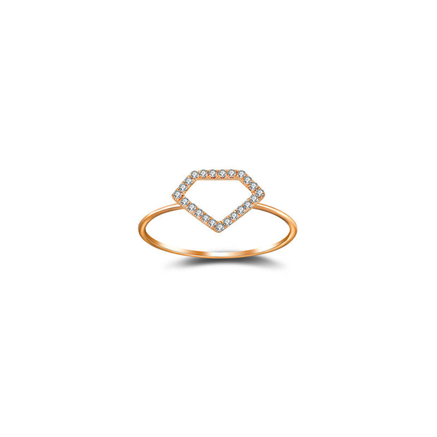 18k Gold Hollow Diamond Shape Diamond Ring - Genevieve Collection