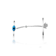 18k Gold Evil Eye Chain Connection Ring - Genevieve Collection