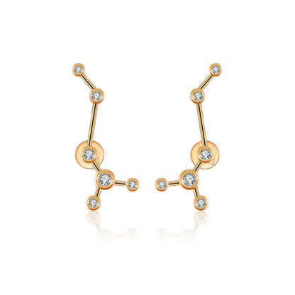 Scorpio Zodiac Constellation Earring 18k Gold & Diamond - Genevieve Collection