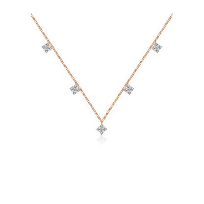 18k Gold Rhombus Shape Diamond Necklace / Choker - Genevieve Collection