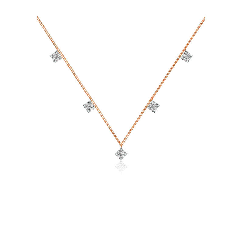 18k Gold Rhombus Shape Diamond Necklace / Choker - Genevieve Collection