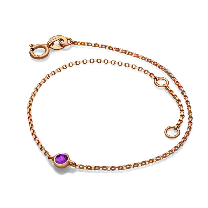 18k Gold February Birthstone Amethyst Bracelet - Genevieve Collection