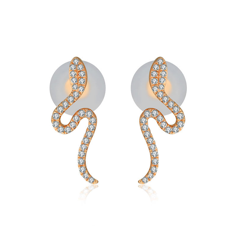 18k Gold Snake Shape Diamond Earring - Genevieve Collection