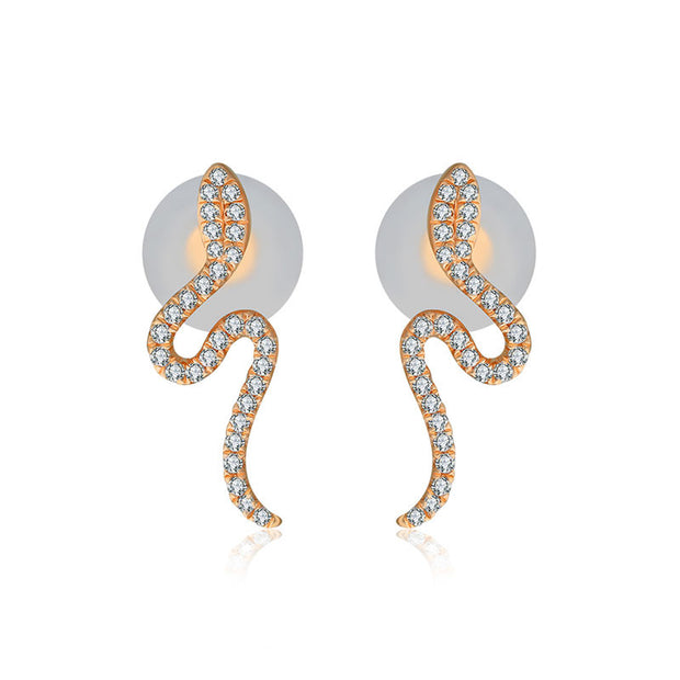 18k Gold Snake Shape Diamond Earring - Genevieve Collection
