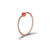 18k Gold October Birthstone Tourmaline Chain Ring - Genevieve Collection
