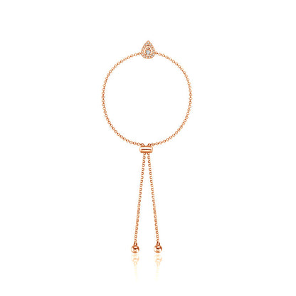 18k Gold Halo Pear-Shaped Adjustable Diamond Bracelet - Genevieve Collection