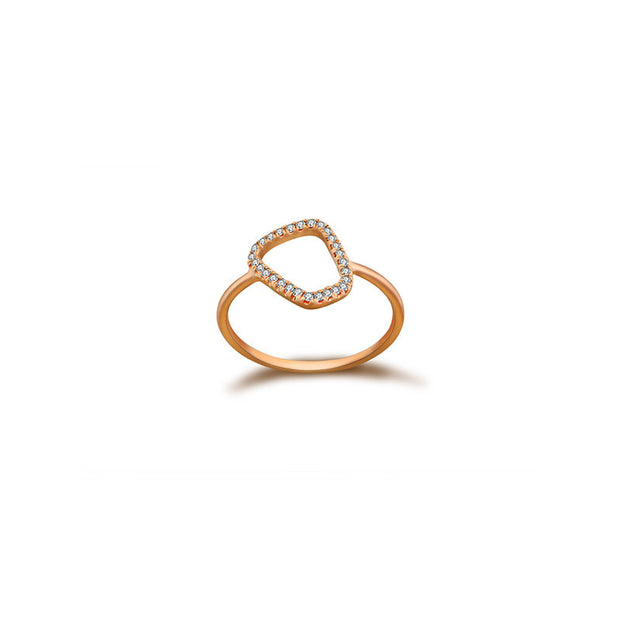 18k Gold Hollow Stone Shape Diamond Ring - Genevieve Collection