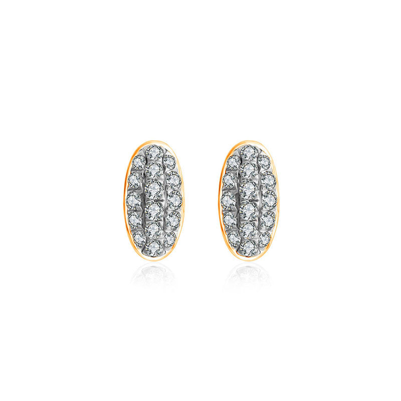 18k Gold Oval Shape Diamond Earring - Genevieve Collection