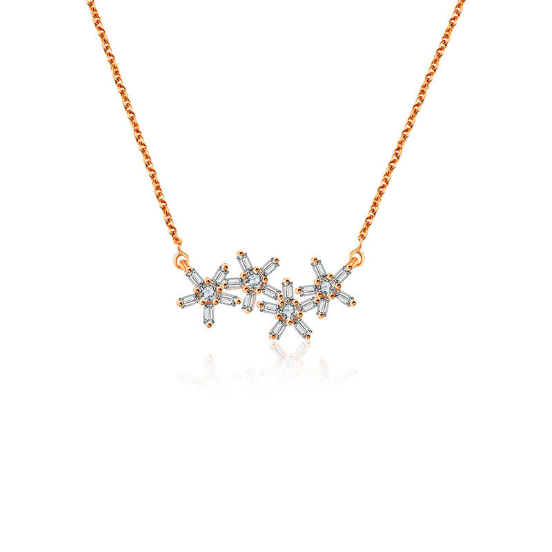 18k Gold Flower Shape Diamond Necklace - Genevieve Collection