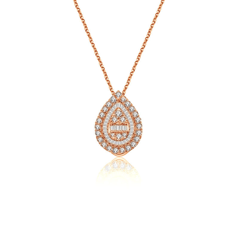 18k Gold 2 ways Drop Shape Diamond Necklace - Genevieve Collection