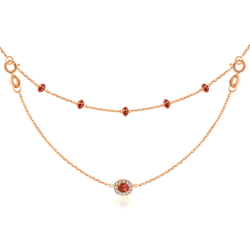 18k Gold 2 Ways By The Yard Ruby Bead Necklace - Genevieve Collection