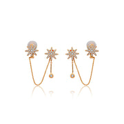 18k Gold Star Shape Diamond Ear Cuff & Earring - Genevieve Collection