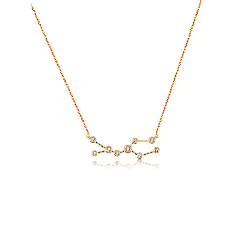 Gemini Zodiac Constellation Necklace 18k Gold & Diamond - Genevieve Collection