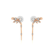 18k Gold Fan Shape Diamond Ear Cuff with Chain - Genevieve Collection