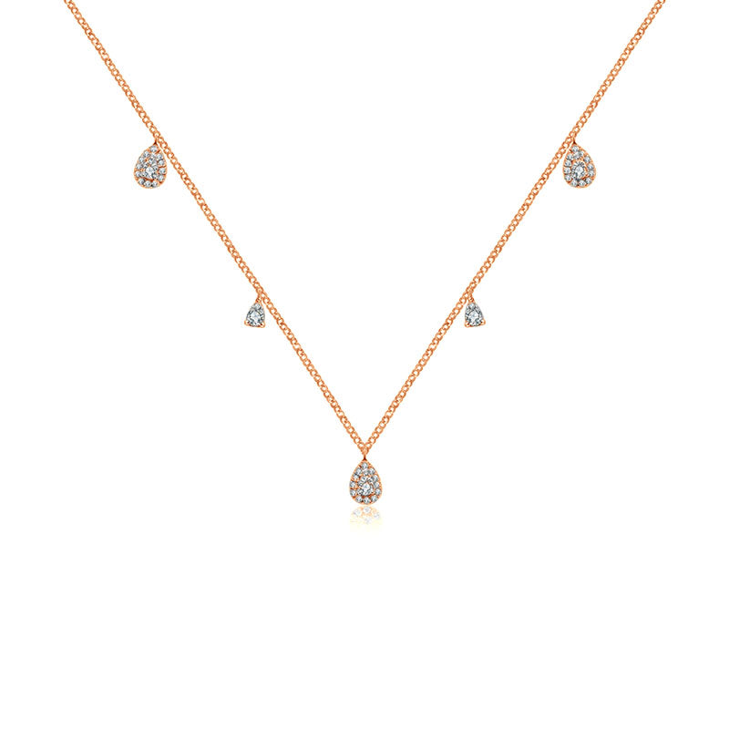 18k Gold Drop Shape Diamond Necklace / Choker - Genevieve Collection