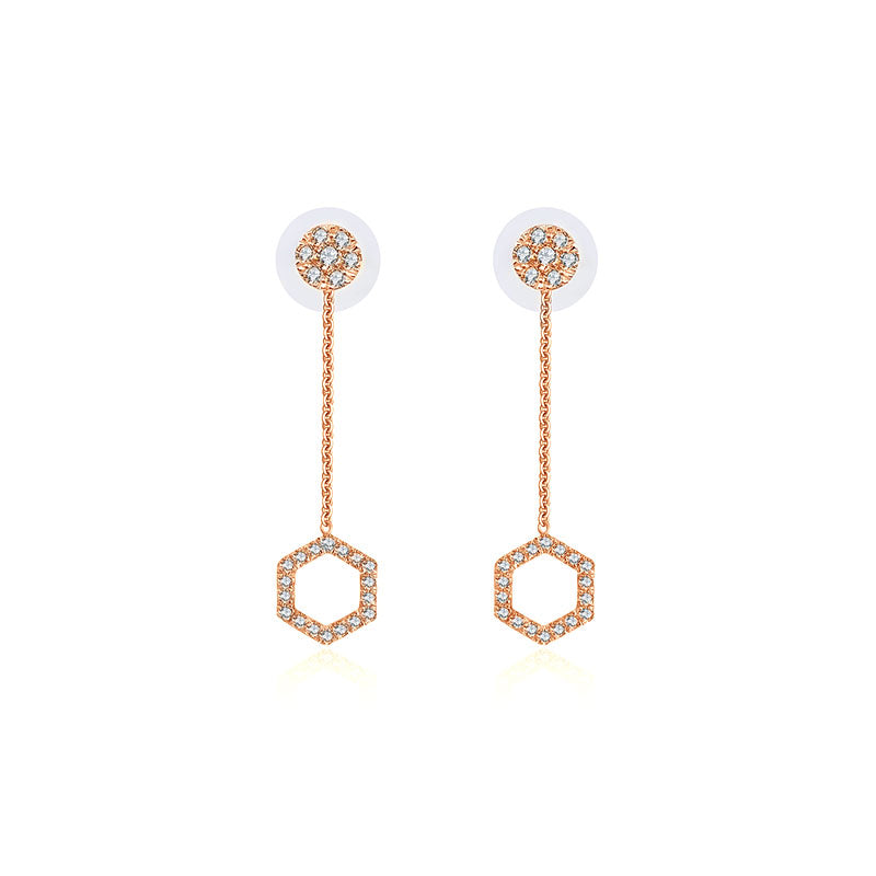 18k Gold 2 ways Hexagonal Diamond Earring - Genevieve Collection