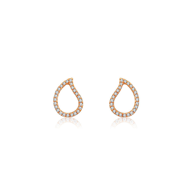 18k Gold Drop Shape Diamond Stud Earring - Genevieve Collection