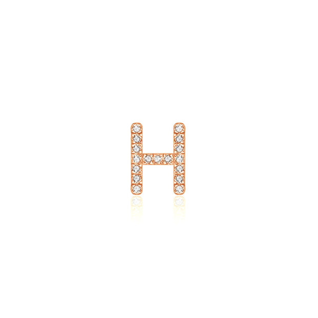18k Gold Initial Letter "H" Diamond Pandent + Necklace - Genevieve Collection