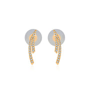 18k Gold Double Curve Diamond Earring - Genevieve Collection