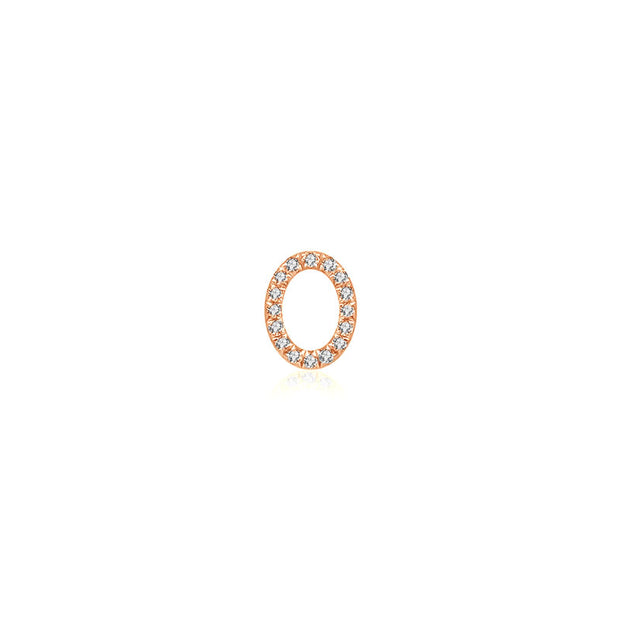 18k Gold Initial Letter "O" Diamond Pendant - Genevieve Collection