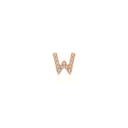 18k Gold Initial Letter "W" Diamond Pandent + Necklace - Genevieve Collection