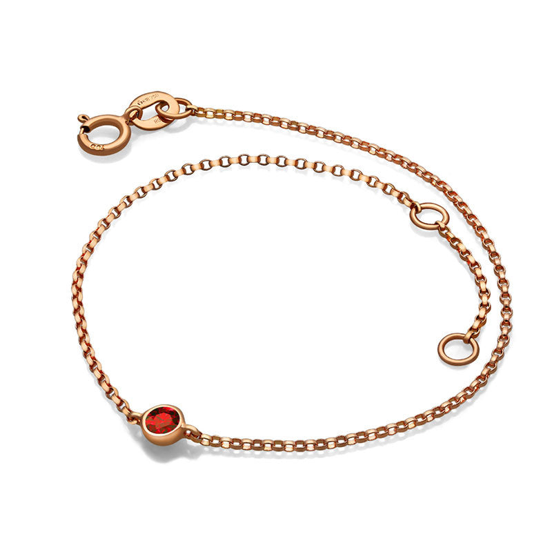 18k Gold January Birthstone Garnet Bracelet - Genevieve Collection