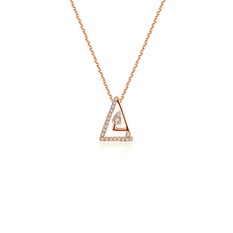 18k Gold Helix Triangle Diamond Necklace - Genevieve Collection