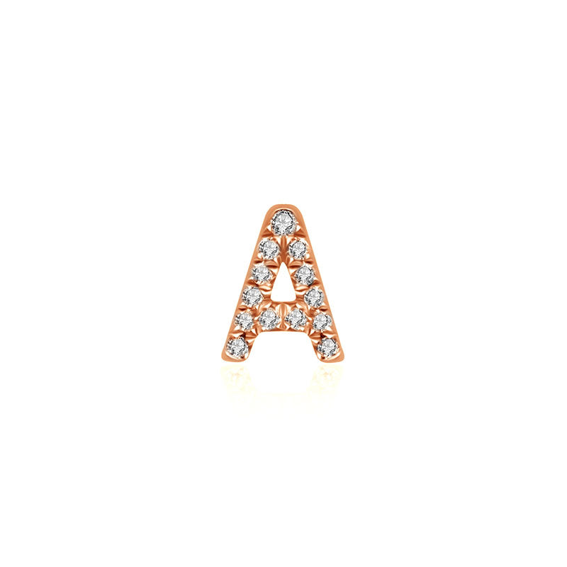 18k Gold Initial Letter "A" Diamond Pendant - Genevieve Collection