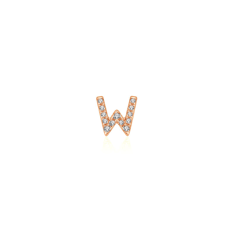 18k Gold Initial Letter "W" Diamond Pendant - Genevieve Collection