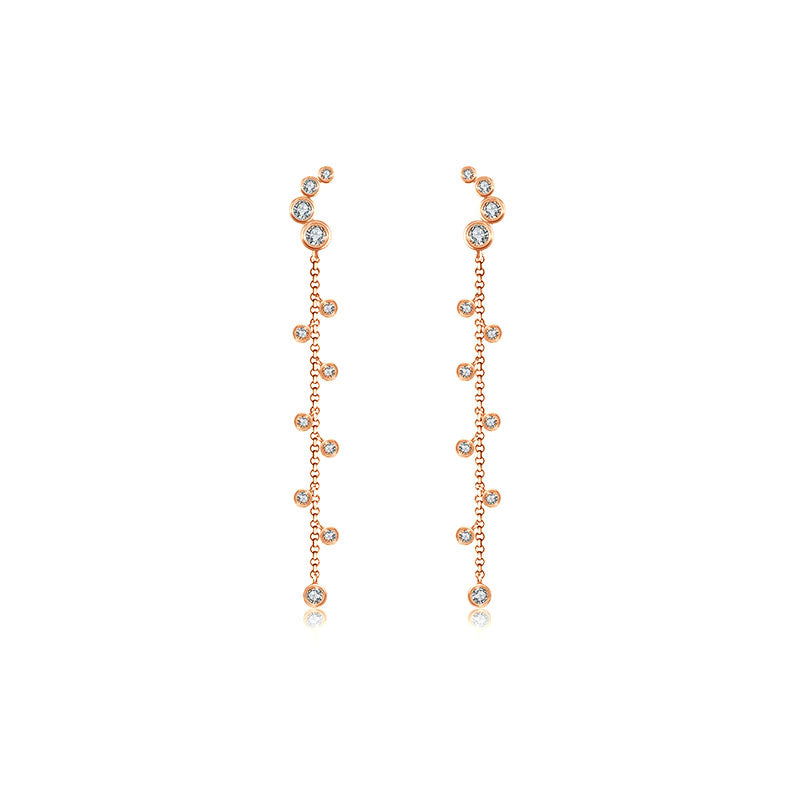 18k Gold Round Pattern Dangle Diamond Earring - Genevieve Collection