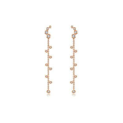 18k Gold Round Pattern Dangle Diamond Earring - Genevieve Collection